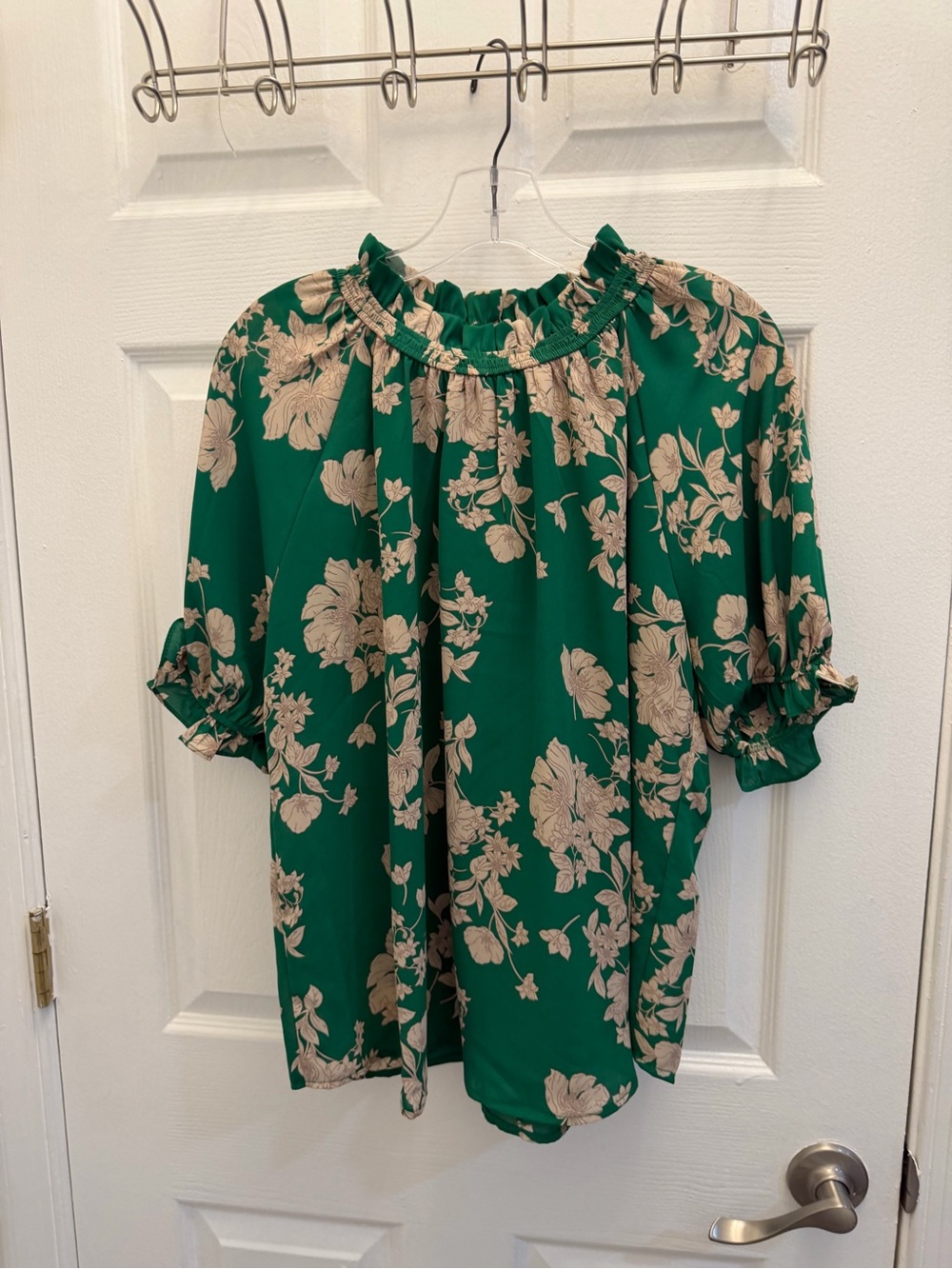 Sienna Sky Green Floral Ruffle Neck Blouse